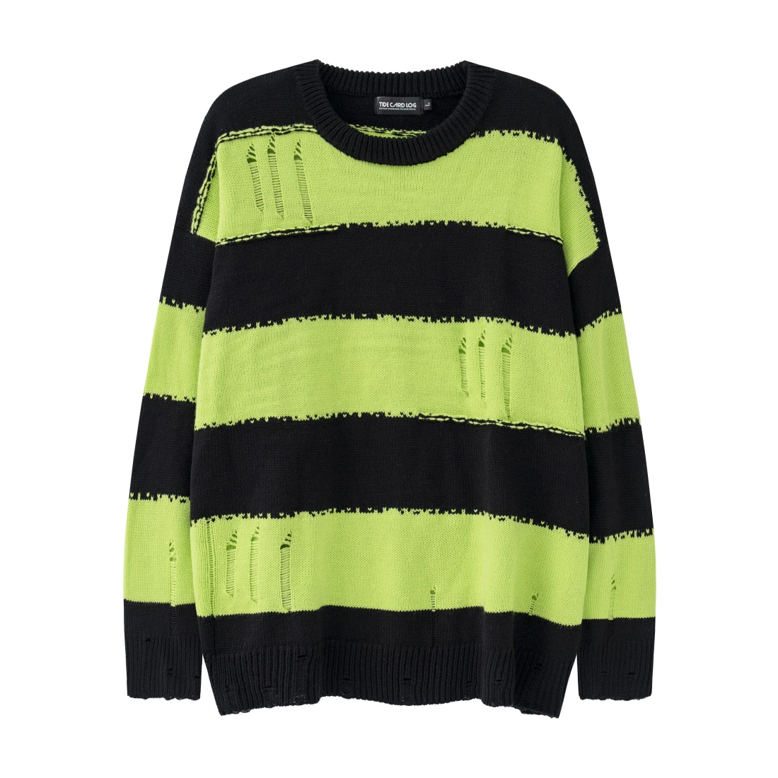 

Harajuku Striped Colorblock Sweaters Hip Hop Destroyed Ripped Knitwears Men Hole Knitted Jumpers for Women Baggy Pullovers