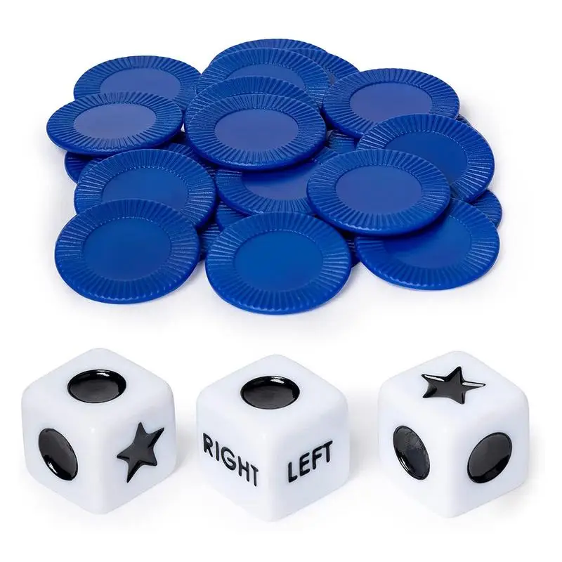 

Left Right Center Dice Game Center Table Game With 3 Dices And 24 Random Color Chips For Family Nights Friends Gatherings