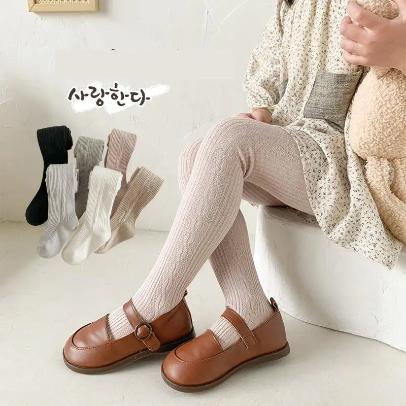 

Spring Autumn Children Girls Tights Cotton Knitted Ribbed Soft High Quality Baby Toddler Stockings Schoolgirl kids Pantyhose 8Y