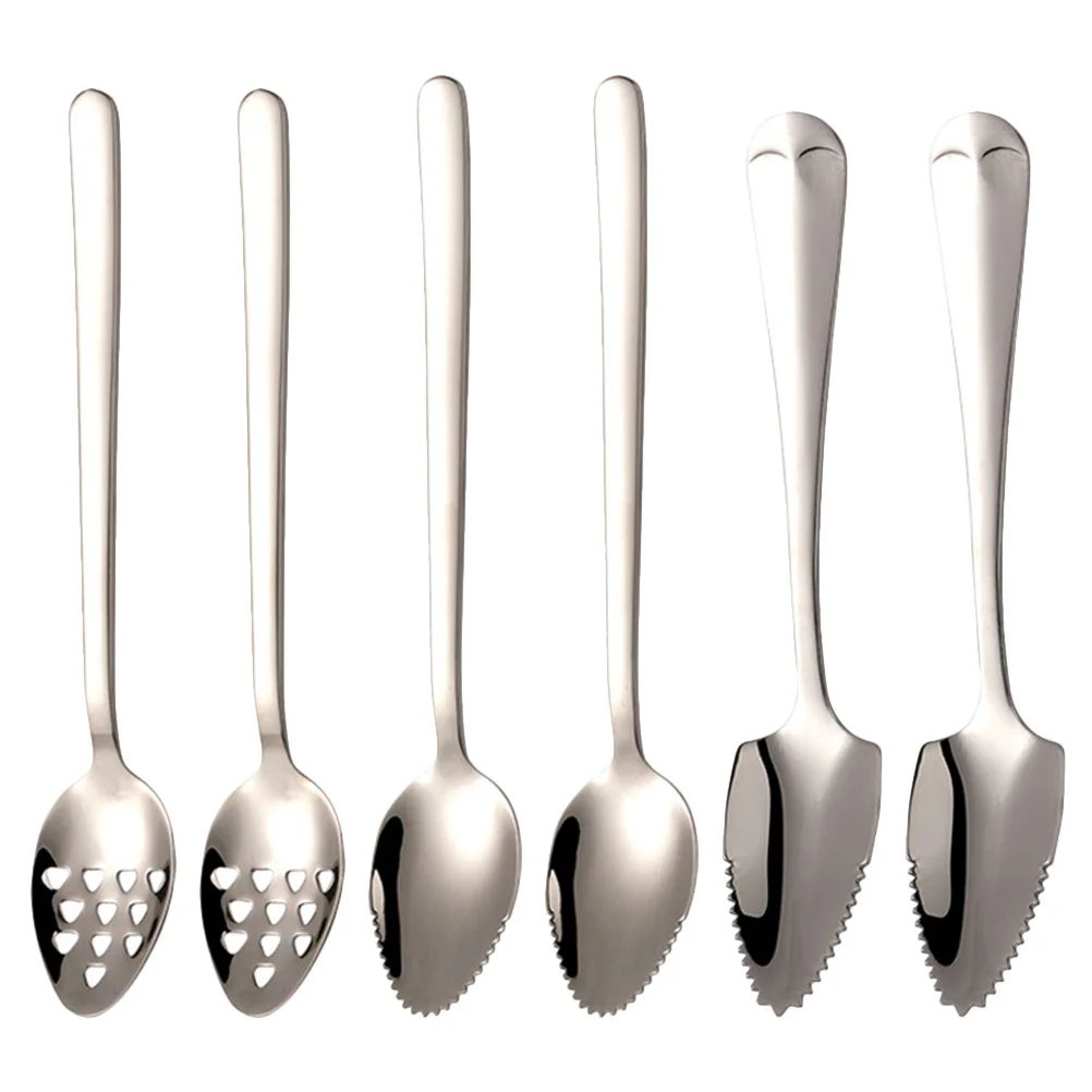 

6 Pcs Fruit Dredging Spoon Baby Puree Grapefruits Scoop Kiwi Baby Food Spoon Dessert Stainless Steel Scoops with Hole Scraping