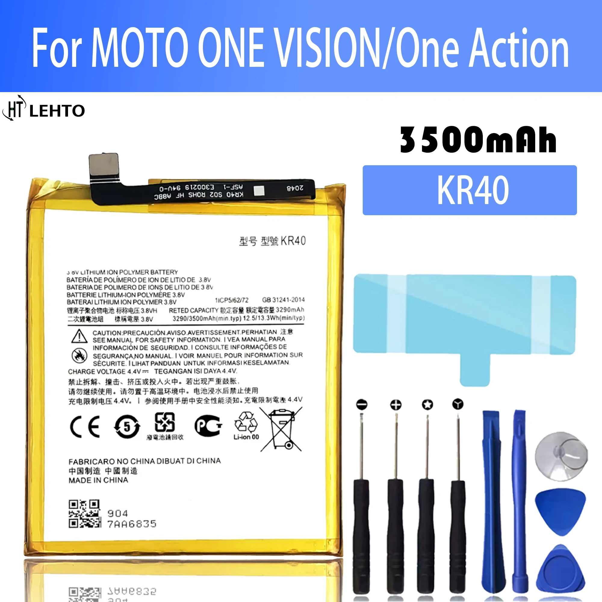 KR40 Battery For Motorola Moto One Action XT2013-1 / One Vision XT1970-1 Repair Part Original Capacity Phone Batteries Bateria
KR40 Battery For Motorola Moto One Action XT2013-1 / One Vision XT1970-1 Repair Part Original Capacity Phone Batteries Bateria