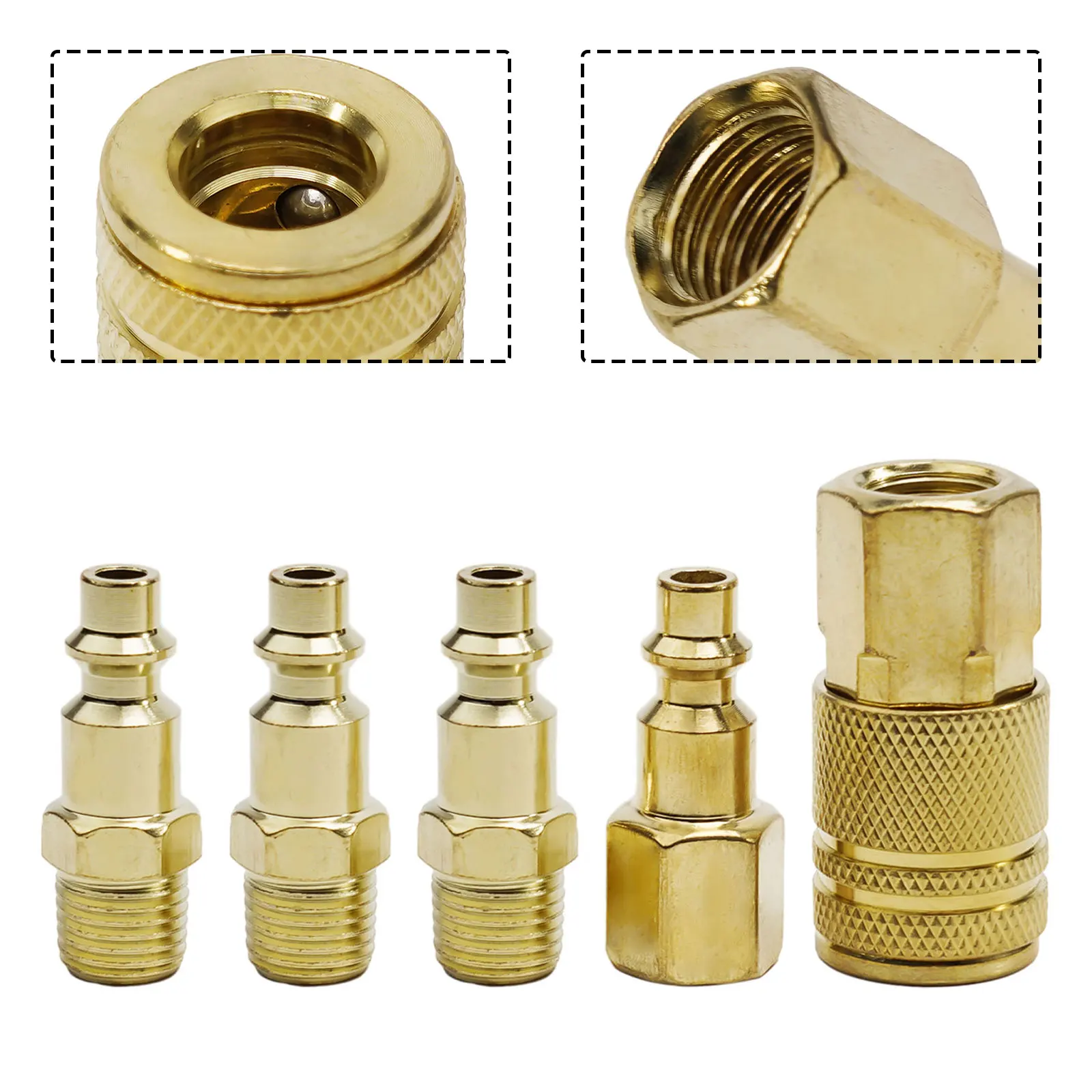 Connector Quick Coupler Set 5PCS Brass Golden 1/4\" NPT 1/4\" NPT Female 1/4\" NPT Male Air Compressors Brand New
Connector Quick Coupler Set 5PCS Brass Golden 1/4\" NPT 1/4\" NPT Female 1/4\" NPT Male Air Compressors Brand New