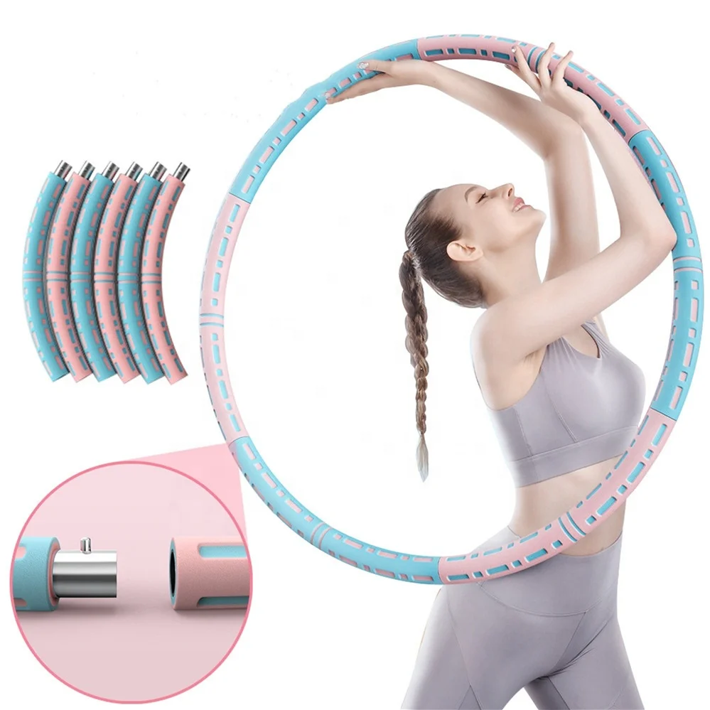

High Quality Fitness Hoop 6 Sections Stainless Steel Foam Detachable Hula Ring Weighted Sports Hoops