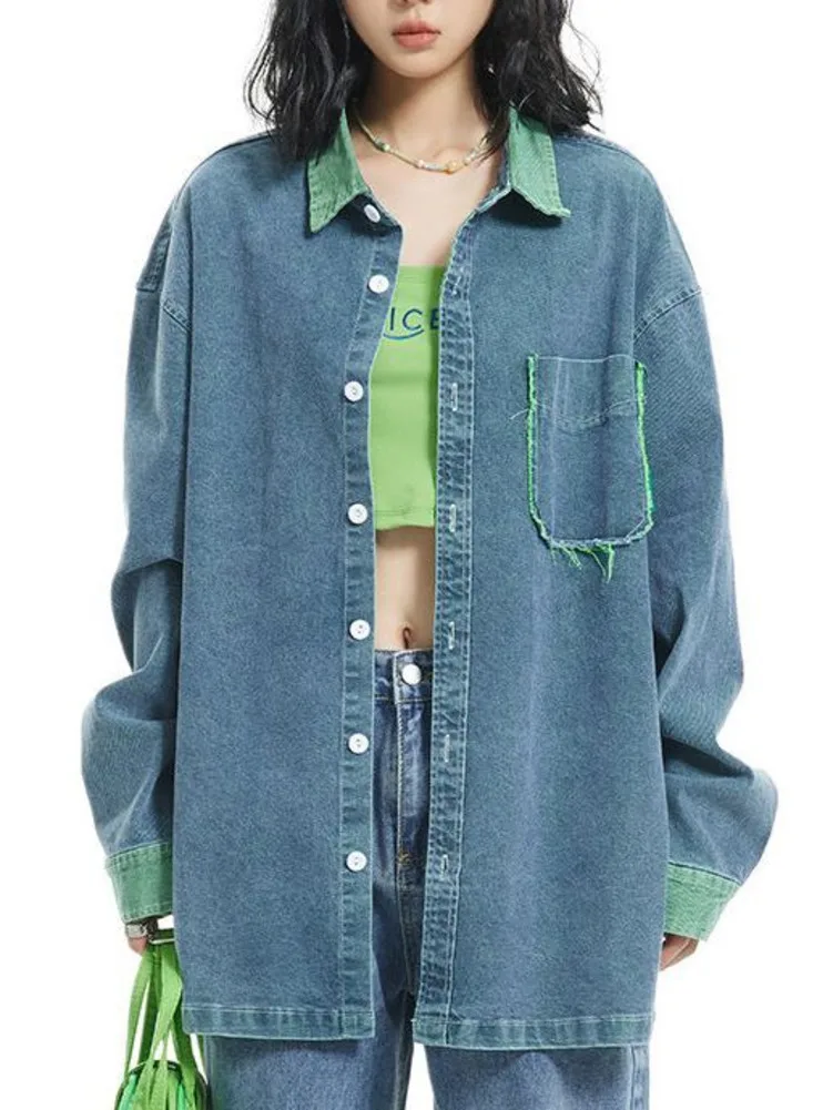 Куртка женская джинсовая в стиле пэчворк, винтажная свободная уличная одежда в стиле унисекс, повседневный модный карго в Корейском стиле, весна-осень
Куртка женская джинсовая в стиле пэчворк, винтажная свободная уличная одежда в стиле унисекс, повседневный модный карго в Корейском стиле, весна-осень