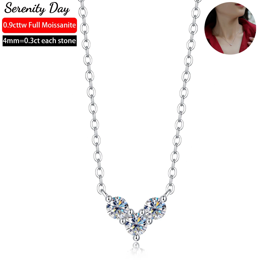Serenity Day 0.9cttw 3 Stone Real D Color 4mm Full Moissanite Necklace For Women S925 Sterling Silver Pendant Chain Fine Jewelry
Serenity Day 0.9cttw 3 Stone Real D Color 4mm Full Moissanite Necklace For Women S925 Sterling Silver Pendant Chain Fine Jewelry