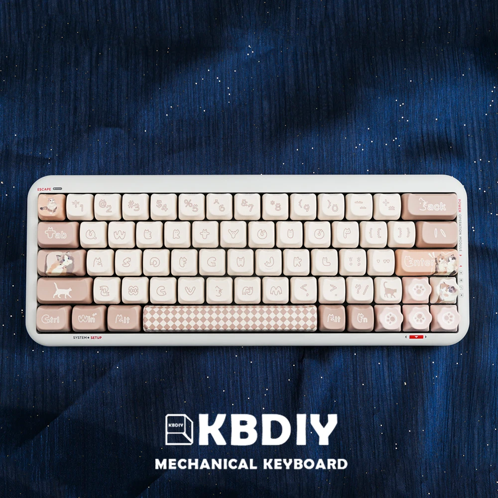 

KBDiy 144 Keys/Set Cute Cat Keycaps for Mechanical Keyboard Game MAO Profile Five Sides PBT DYE-SUB Key Cap DIY Custom for GMK67