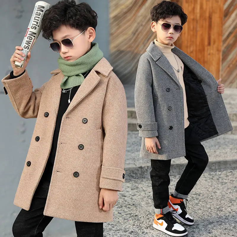 Boy Woolen Coat 2024Autumn Winter Jacket New Fashion Turn Collar Solid Double-Breasted Children's Outerwear Trench High Quality
Boy Woolen Coat 2024Autumn Winter Jacket New Fashion Turn Collar Solid Double-Breasted Children's Outerwear Trench High Quality