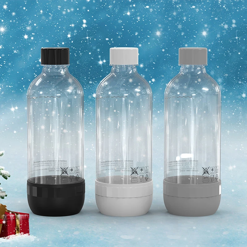 

3 pcs of 1L PET Bottles for Soda Carbonation, featuring a variety of colors, perfect for carbonating your favorite beverages