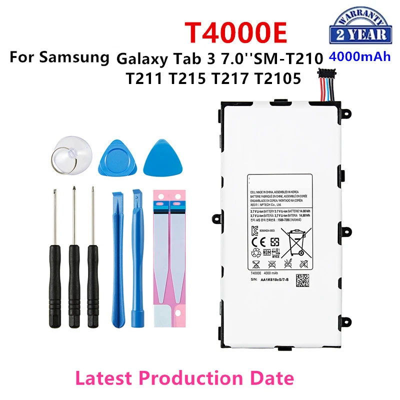 

Новый аккумулятор для планшета T4000E, 4000 мАч, для Samsung Galaxy Tab 3 7,0 '', T211, T210, T215, T217A, T210R, T2105, P3210, P3200 + Инструменты