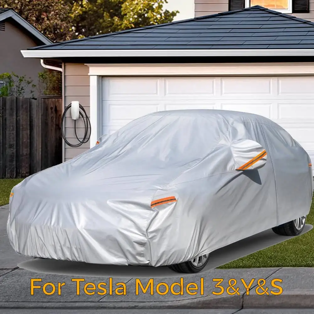 

Full Car Cover for Tesla Model Y Model 3 Model S 2020-2024, Outdoor Car Cover, Oxford Cloth Car Cover with Main driver Opening