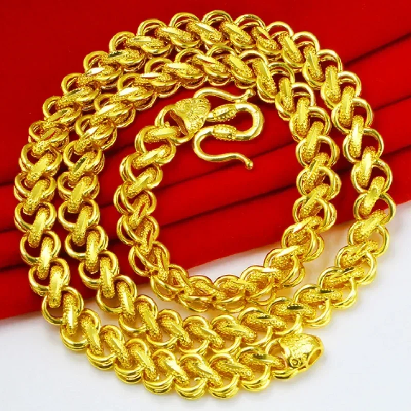 

Gold shop same style 999 real gold necklace men and women au750 thick chain fortune boss chain fortune jewelry 24K