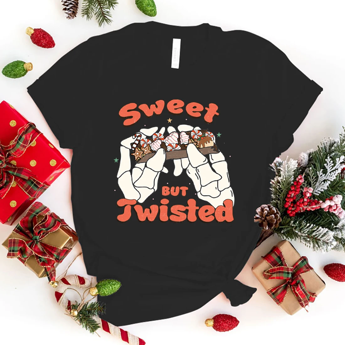 

Women Fashion Christmas Sweet But Twisted Letter Print T-Shirt Unisex Casual T Shirt Harajuku Soft Short Sleeve Round Neck Shirt