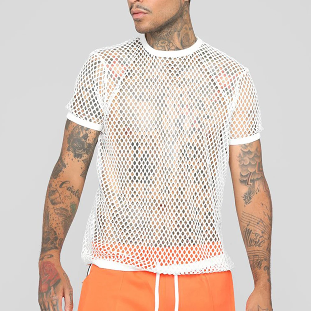 Tee Men Shirts Comfortable High Quality T Shirts Tops Autumn Transparent Crew Neck Fish Net Hollow Mesh Nightclub
Tee Men Shirts Comfortable High Quality T Shirts Tops Autumn Transparent Crew Neck Fish Net Hollow Mesh Nightclub