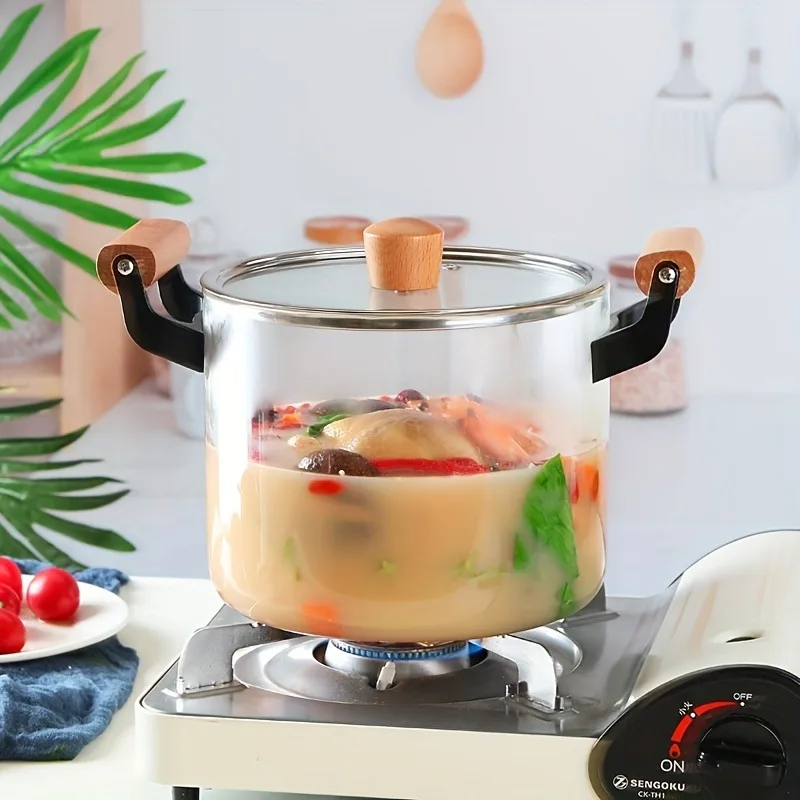 1pc, Glass Sauce Pot, with Cover and Handles, Transparent Glass Stovetop Pot, Clear Saucepan, Saucier Cooking Pot
1pc, Glass Sauce Pot, with Cover and Handles, Transparent Glass Stovetop Pot, Clear Saucepan, Saucier Cooking Pot