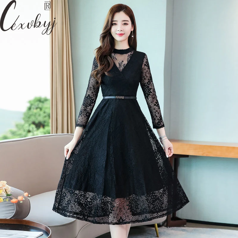 Womene Lace Patcwork Elegant Dress Korean Round Neck A-Line Dress With Belt Spring Fall Hollow Out Plus Size Vintage Midi Dress
Womene Lace Patcwork Elegant Dress Korean Round Neck A-Line Dress With Belt Spring Fall Hollow Out Plus Size Vintage Midi Dress