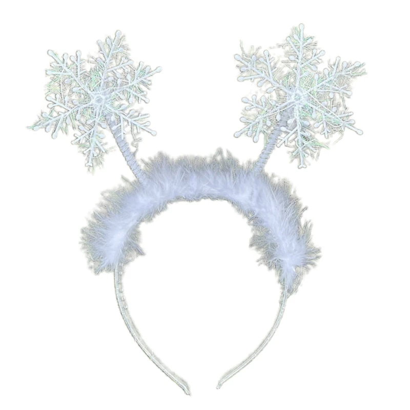 

Snowflake Hair Hoop Feather Headdress Xmas Spring Hairband Holiday Party Headbands Christmas for Creative Photo Props