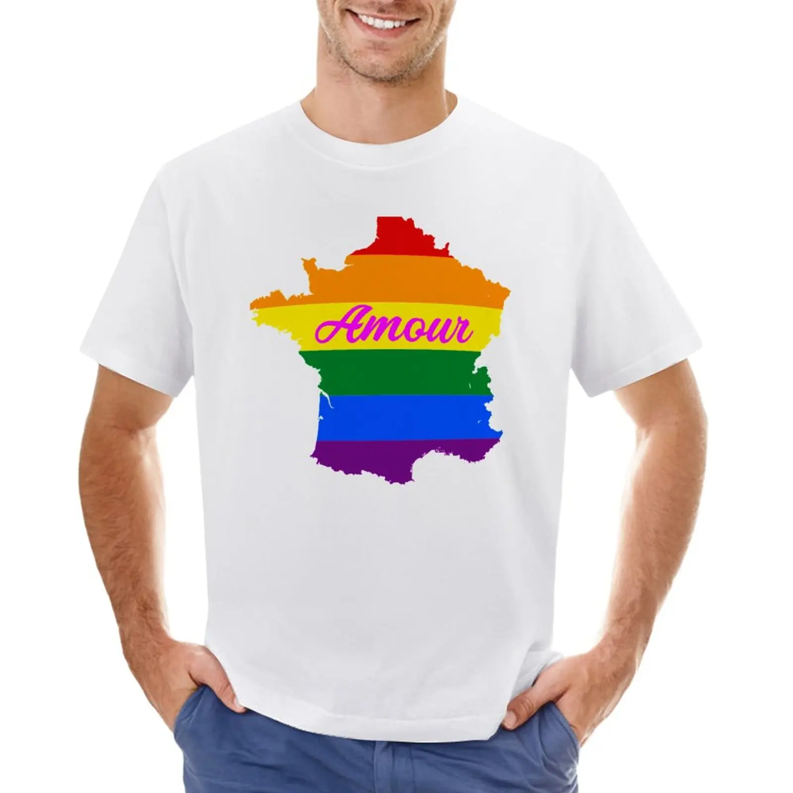 

France Gay Pride Shirt - France Amour LGBT Rainbow Flag Shirt T-Shirt vintage clothes hippie clothes mens t shirt graphic