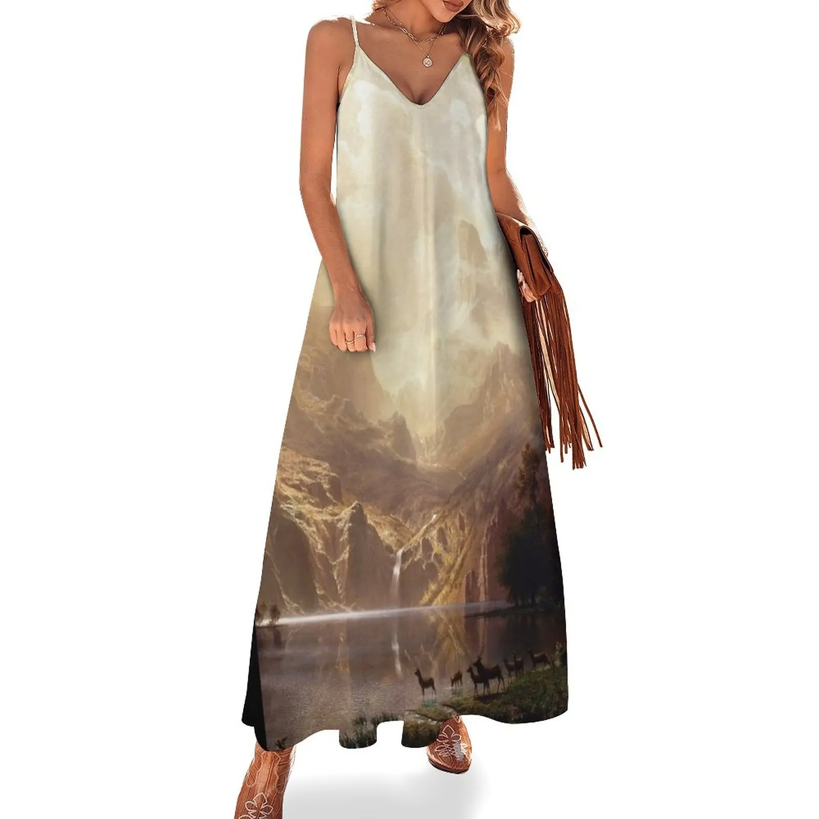 

Albert Bierstadt - Among the Sierra Nevada, California Sleeveless Dress long dresses for women women's summer jumpsuit