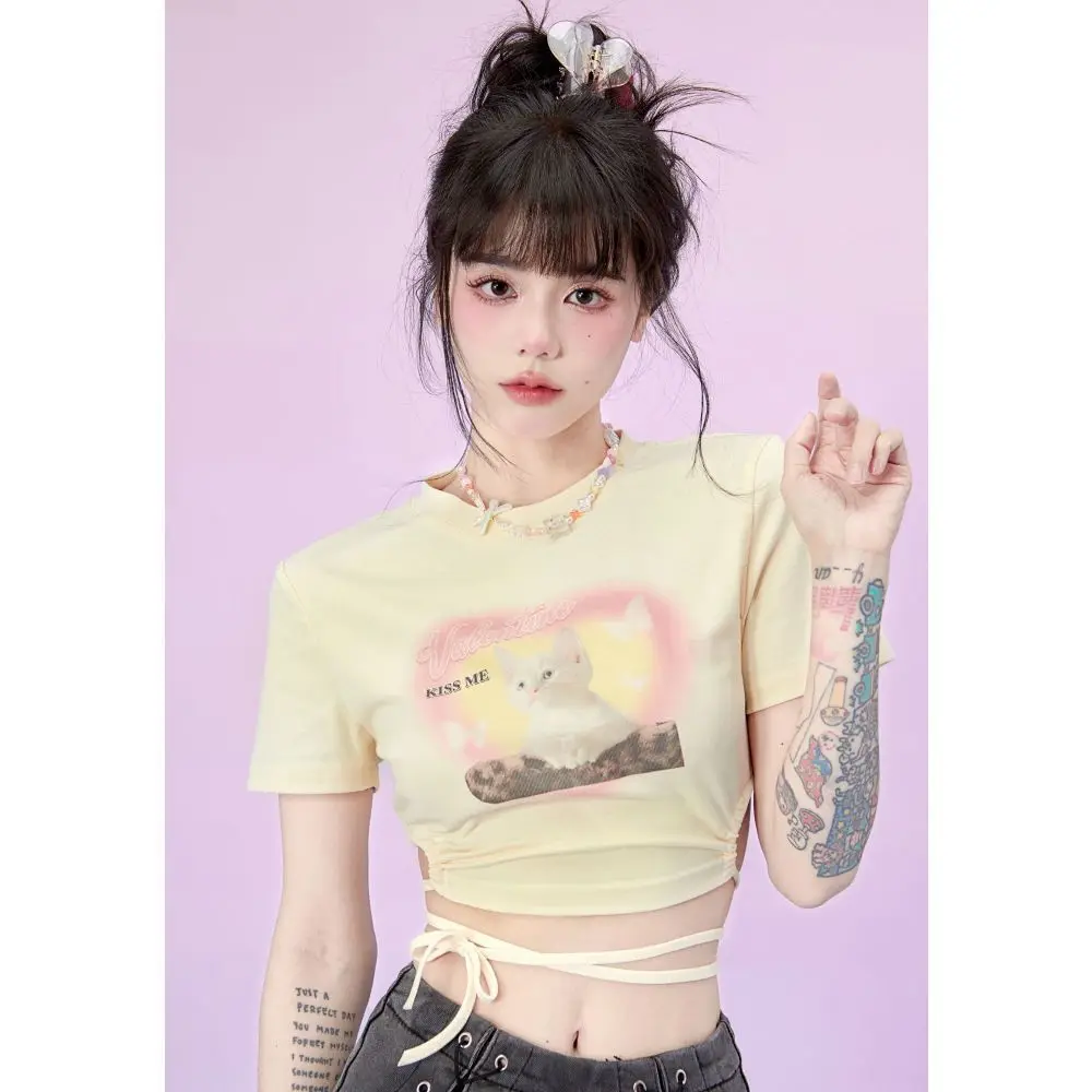 Bandage O Neck Short T Shirt Korean Harajuku Aesthetic Tshirt Y2k Style Girl Kawaii Cartoon Print Crop T-shirts Female
Bandage O Neck Short T Shirt Korean Harajuku Aesthetic Tshirt Y2k Style Girl Kawaii Cartoon Print Crop T-shirts Female