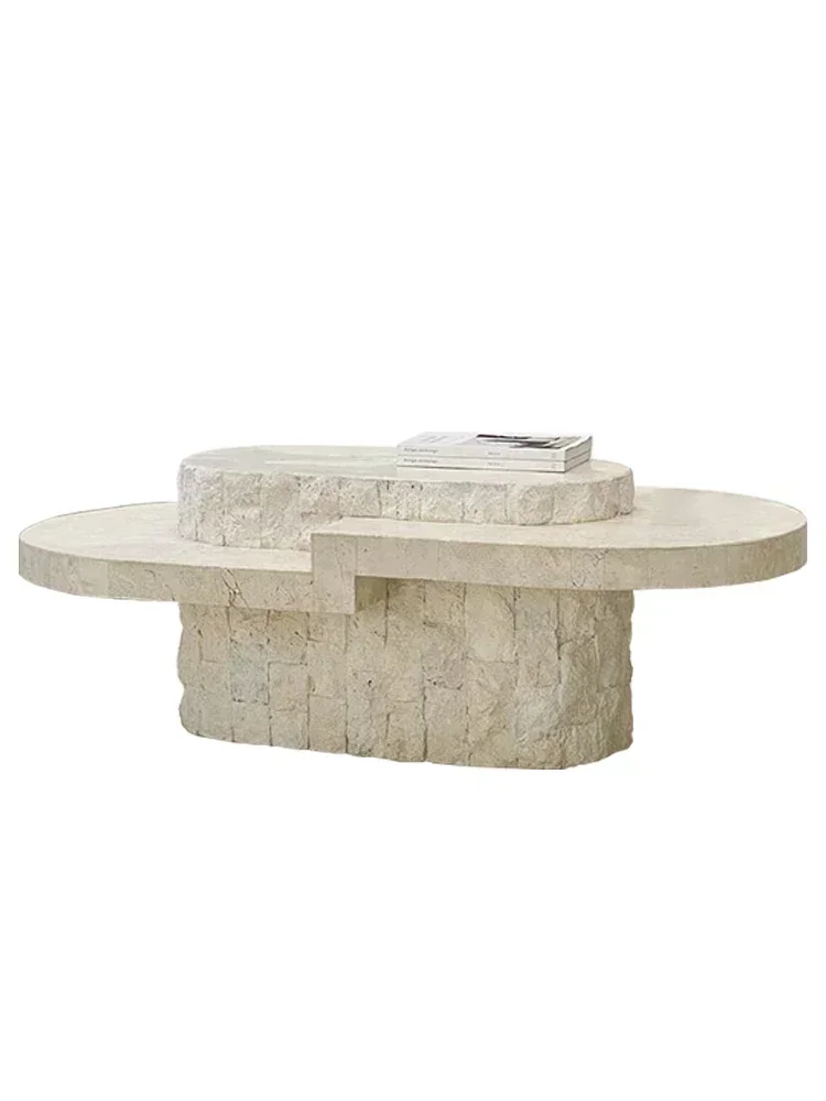 

Oval coffee table designer homestay model room balcony minimalist interconnection Ins luxury coffee table