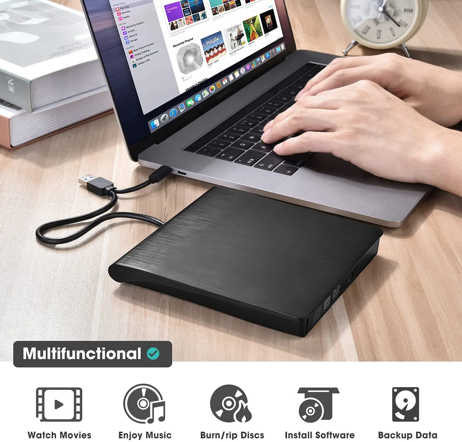 

For Microsoft Surface Laptop 3 4 13.5 inch External Burner Drive USB3.0 DVD Players 3D Slim Optical Drive Writer Reader CD/DVD