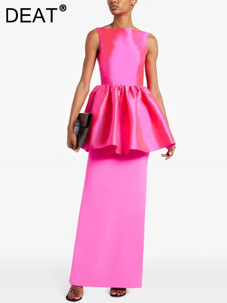 DEAT Women's Fashion Evening Dress Split Sleeveless Solid Color Splice Slim Zipper Satin Party Dresses Spring 2024 New 13DB5096
DEAT Women's Fashion Evening Dress Split Sleeveless Solid Color Splice Slim Zipper Satin Party Dresses Spring 2024 New 13DB5096