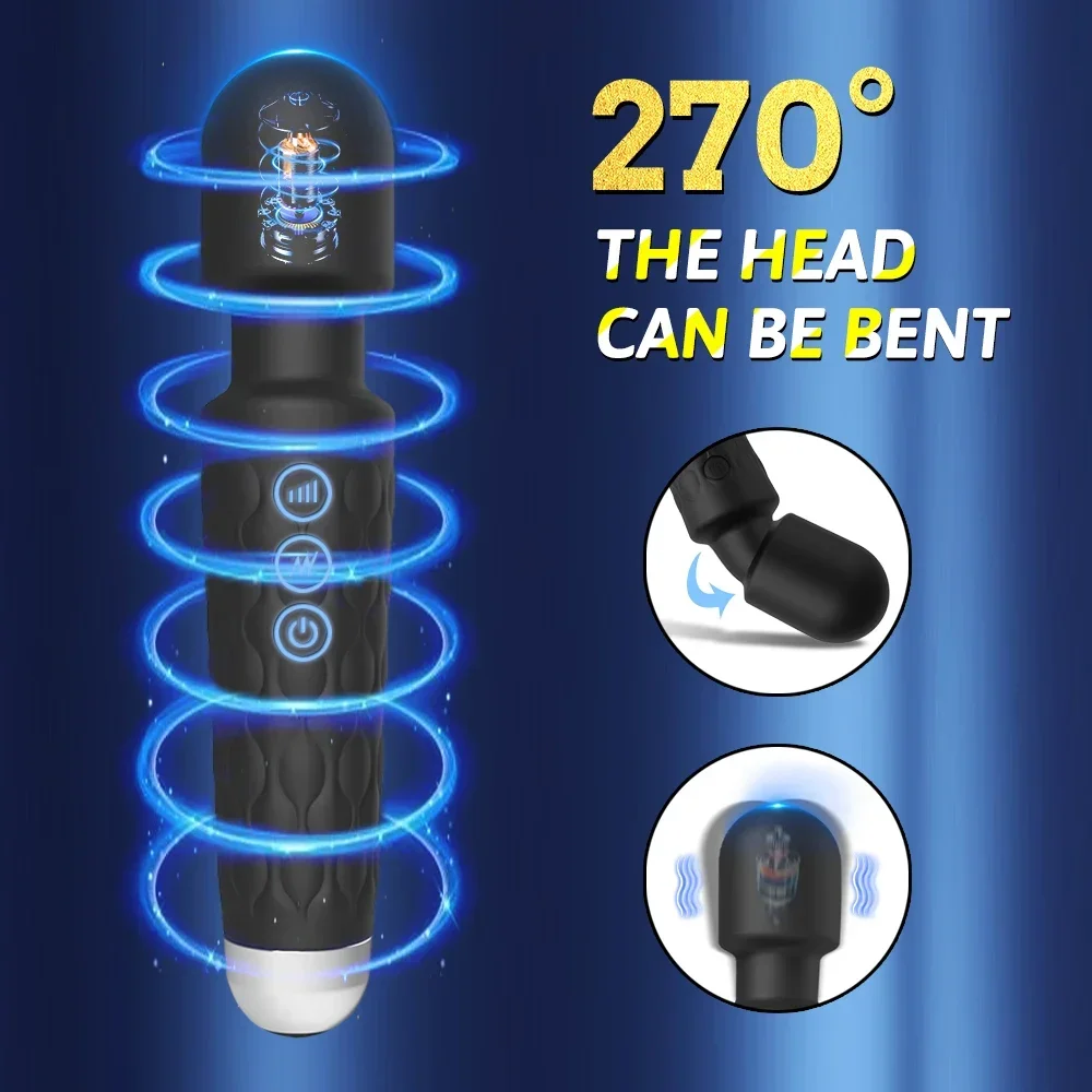 Mini Vibromasseur de Bain pour Femme, 20 Modes, Chargeur USB, Stick Magique, Continents Féminins, Clitoris, Mastjaune, Stick, StiLiban ateur de Point G, Jouets Sexuels 4