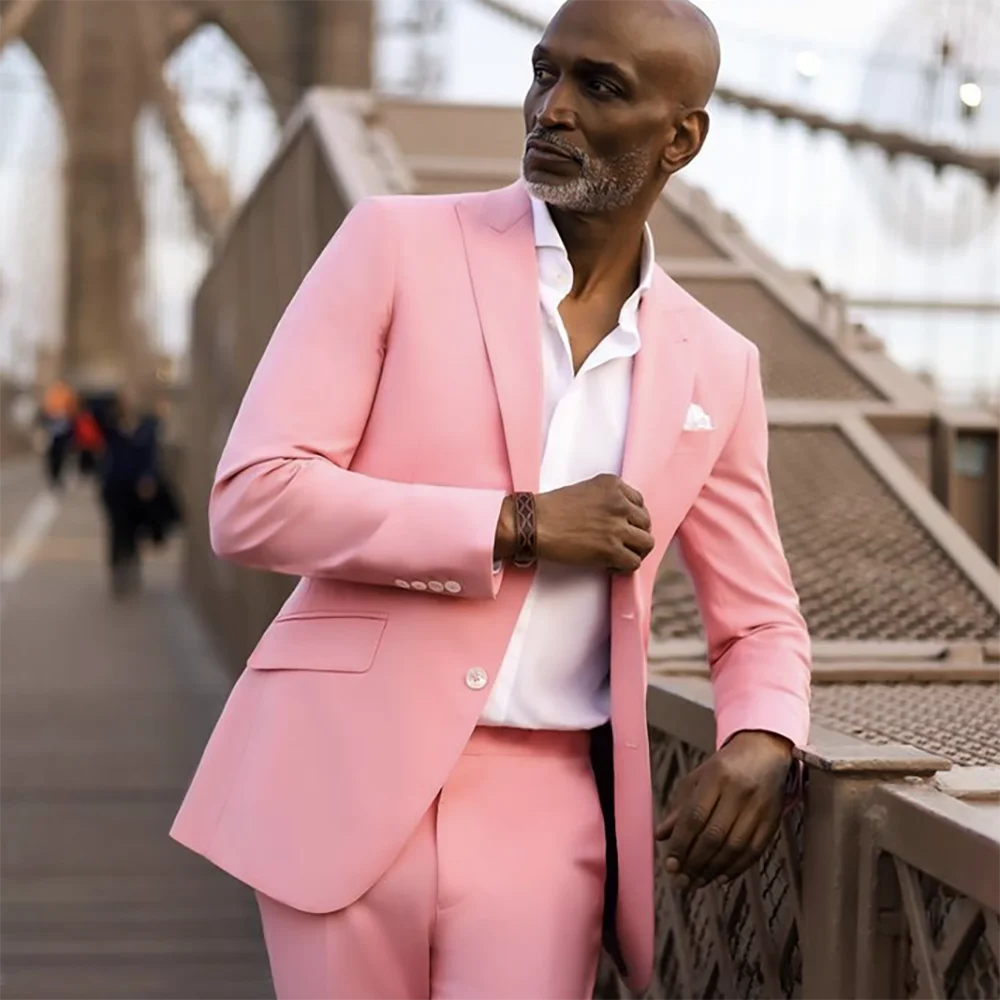 

Мужской костюм с лацканами Pink Peak, свадебный смокинг для мужчин, блейзер и брюки для жениха на выпускной, модель 2024, 2 шт.