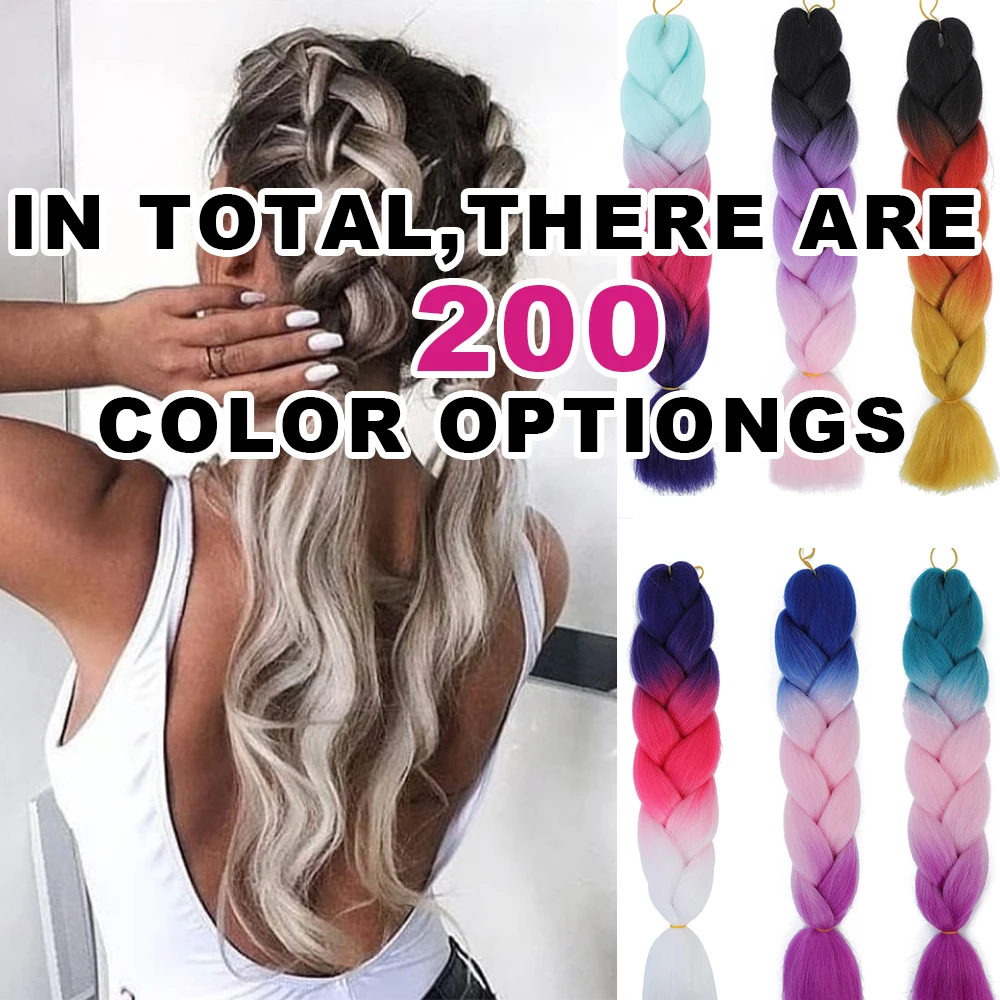 

gradient 24inch Jumbo Hair For Braids Ombre Braiding Hair Extensions Synthetic Jumbo Braid Blonde Pink Golden Hair