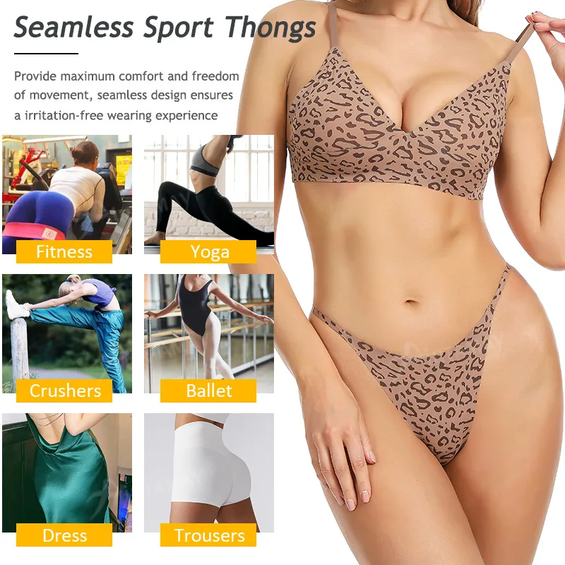Women's Sexy Leopard Print Thong Women's Thin Belt Low Rise Hot Seamless Quick-Drying Sporty Breathable Panties
Women's Sexy Leopard Print Thong Women's Thin Belt Low Rise Hot Seamless Quick-Drying Sporty Breathable Panties