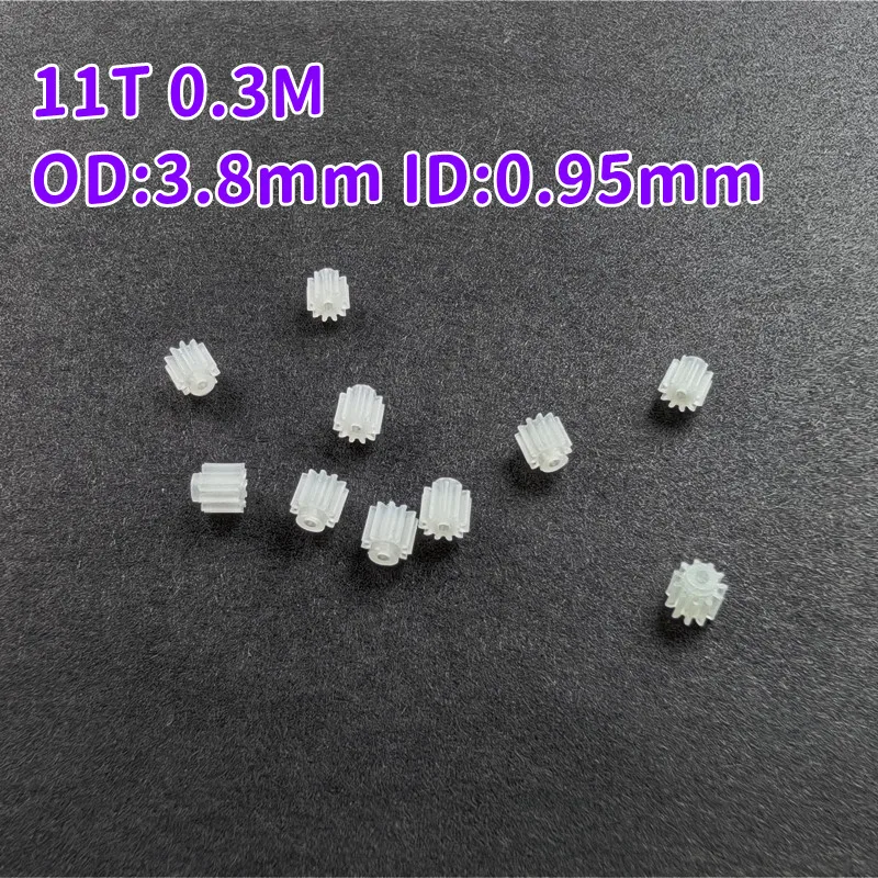

10pcs/bag 0.3M Modulus 11T Nylon Gear Pinion Spindle Gear Assembly Fit 1.0mm Shaft Motor R/C Toys Drone Airplane Spare Parts
