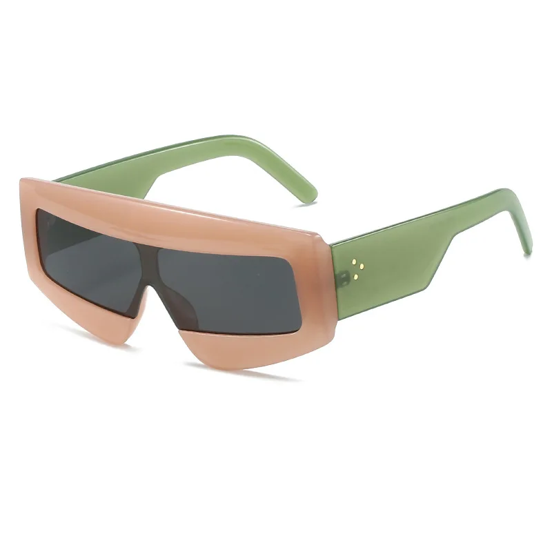 

Fashion Polygon Square Women Sunglasses Vintage Brand Designer Jelly Color Shades UV400 Men One Piece Rivets Sun Glasses