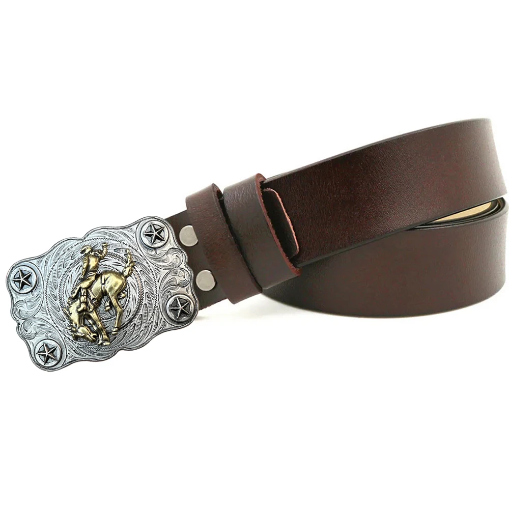 

Super Great Men Belts Ottimo Perfect Genuine Leather 120cm Long Black Brown Belt with Buckles Western Cowboys