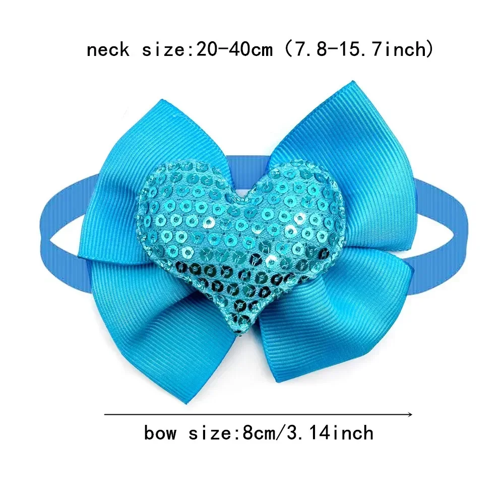 

30/50pcs Day Pet Style Collar Small Sequin Dog Cute Bowties Valentine's Bow Heart Neckties Ties Bows New Grooming