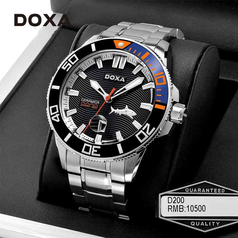 Часы DOXA Soport мужские с большим циферблатом акулы водонепроницаемые изысканные
