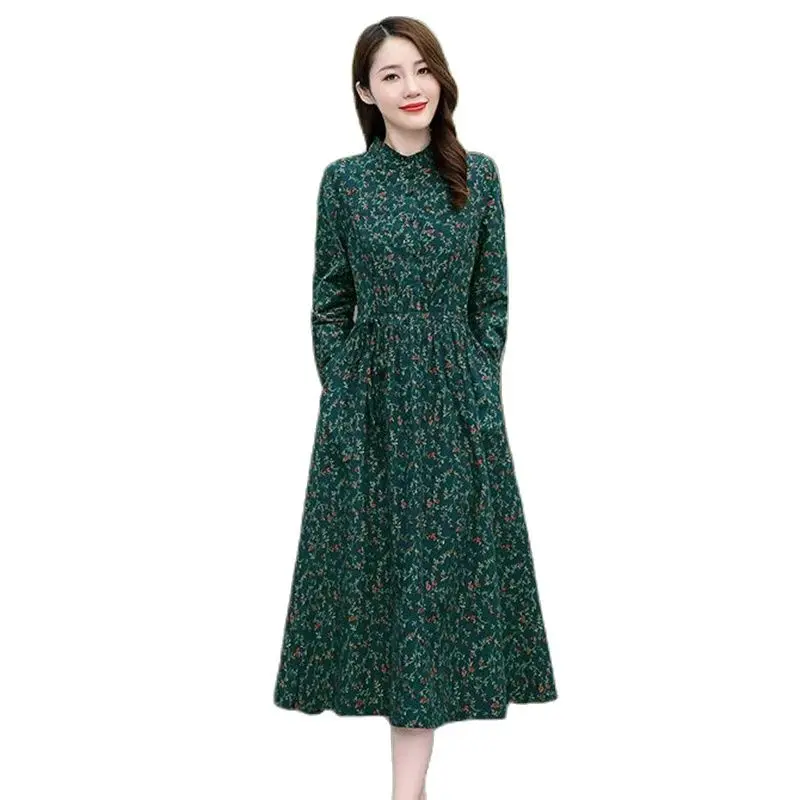 Floppy Floral Dress Womens Spring And Autumn New Loose Slim Womens Fashion Long Bottoming Temperament Buttons In The Long Skirt
Floppy Floral Dress Womens Spring And Autumn New Loose Slim Womens Fashion Long Bottoming Temperament Buttons In The Long Skirt