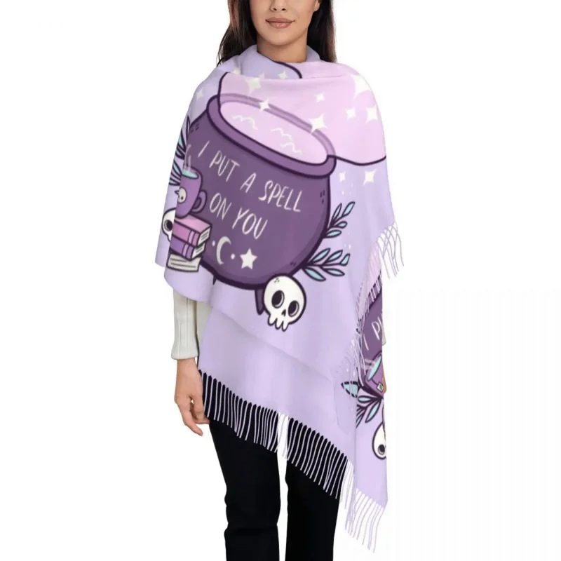 Ladies Long Witch Cauldron Scarves Women Winter Soft Warm Tassel Shawl Wrap Halloween Occult Gothic Skull Scarf
Ladies Long Witch Cauldron Scarves Women Winter Soft Warm Tassel Shawl Wrap Halloween Occult Gothic Skull Scarf