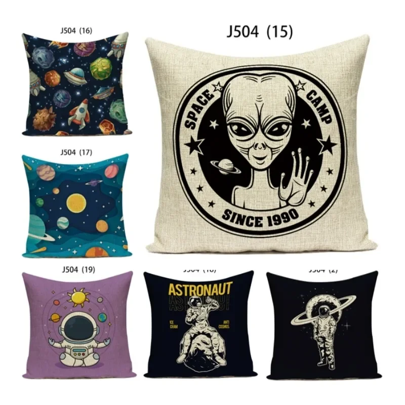 

Alien Print Art Pillowcase Fashion Pillow Cover Astronaut Cushion Cover Cartoon Pattern Sofa Home Bed Decor 45x45cm 2024 DF1109