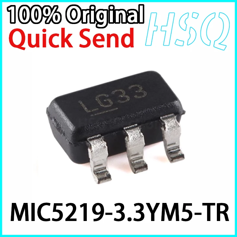 

10PCS Original MIC5219-3.3YM5-TR Screen Printed LG33 SOT-23-5 500mA Peak Output LDO Voltage Regulator Chip