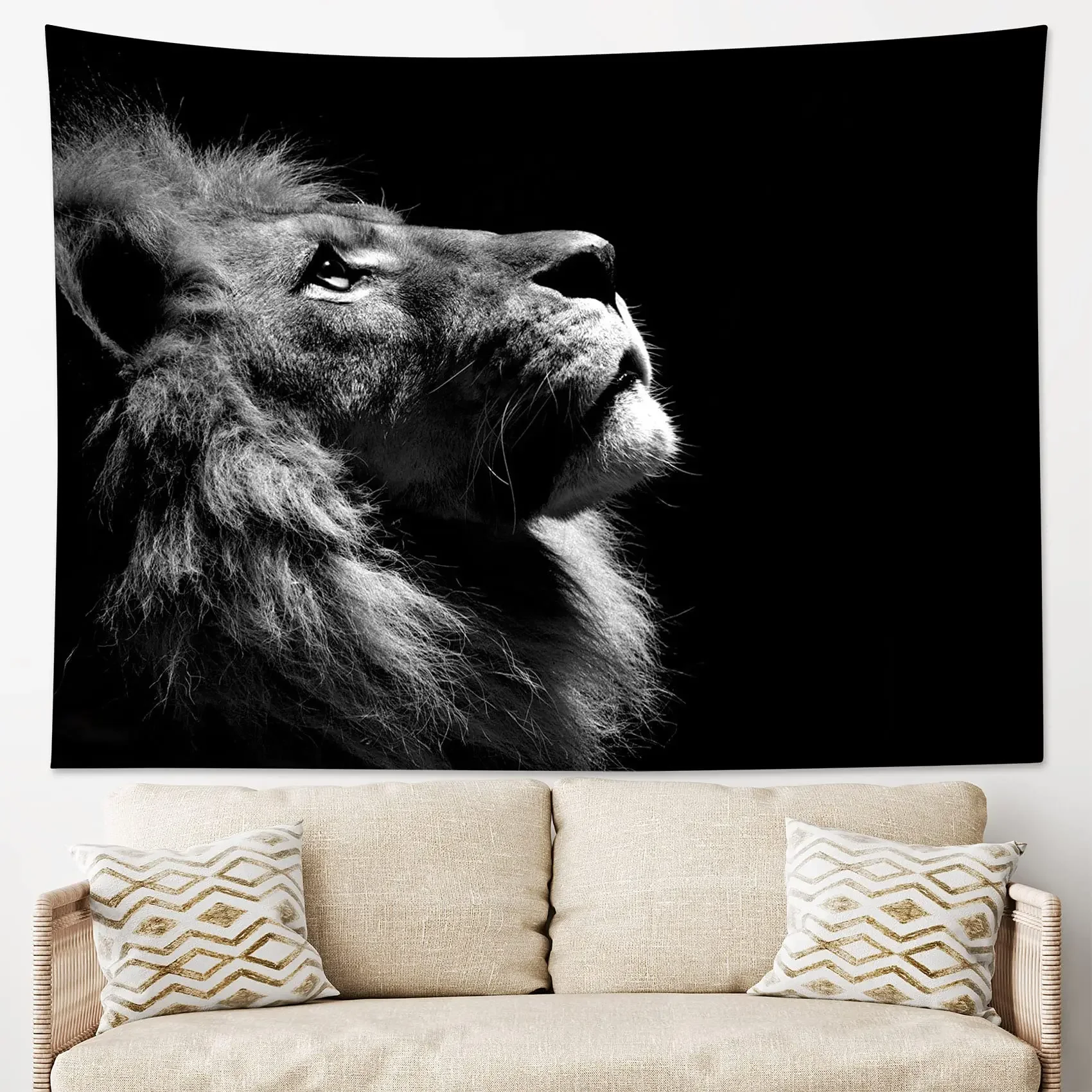 

Lion Tapestry Wild Animal Tapestry African Lion Black and White Tapestry Wall Hanging for Bedroom Living Room Dorm Home Decor