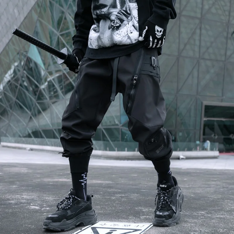 

2024 Autumn New Men Punk Style Multi-pocket Design Tactical Cargo Pants Y2K High Street Techwear Cuffed Pants pantalones шорты