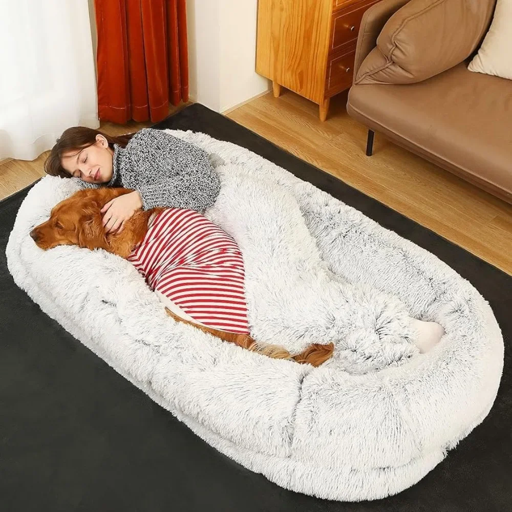 Faux Fur Plush Dog Bed for Human Adults Doze Off Napping With Blanket - Grey Medium Dogs Bed Big Pet Large Small Beds Supplies
Faux Fur Plush Dog Bed for Human Adults Doze Off Napping With Blanket - Grey Medium Dogs Bed Big Pet Large Small Beds Supplies