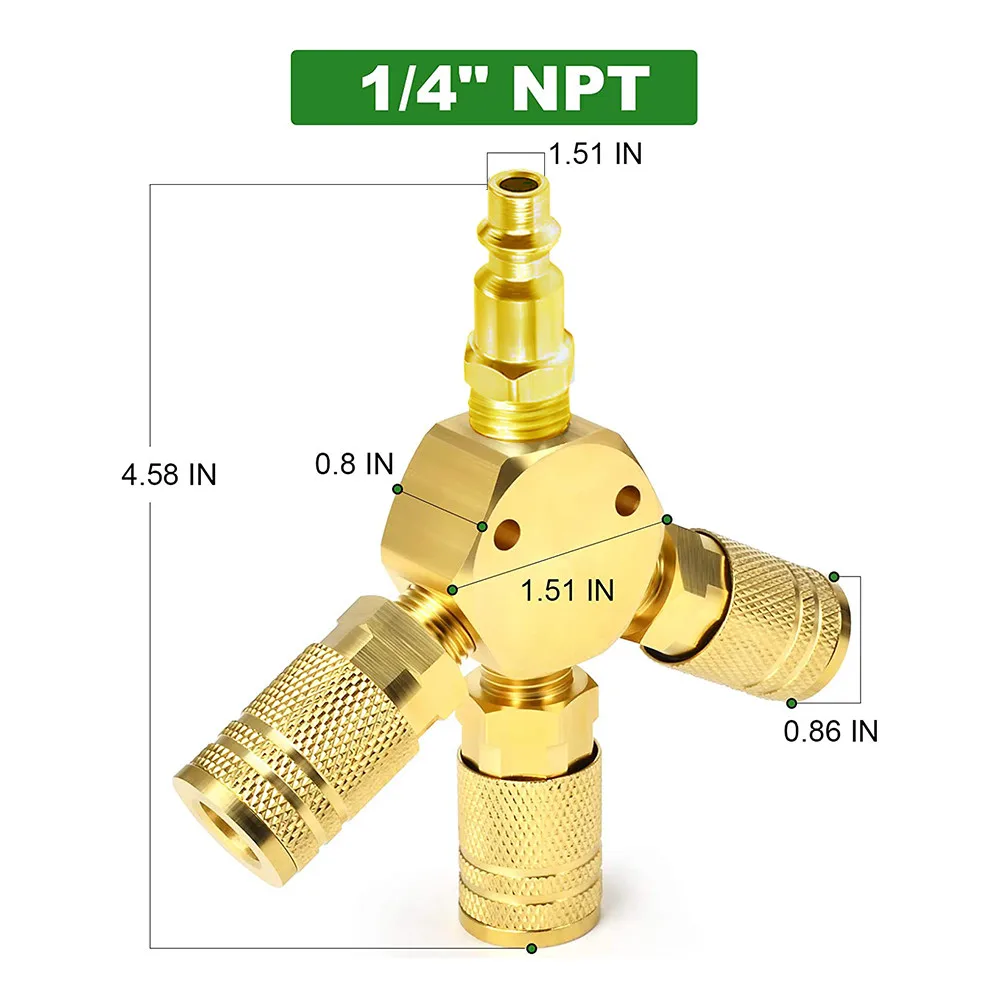 3 WAY Quick Coupler 1/4 NPT Connector Air MANIFOLD Coupler Air Hose Pneumatic Tools America Style Quick Connection Couplers
3 WAY Quick Coupler 1/4 NPT Connector Air MANIFOLD Coupler Air Hose Pneumatic Tools America Style Quick Connection Couplers