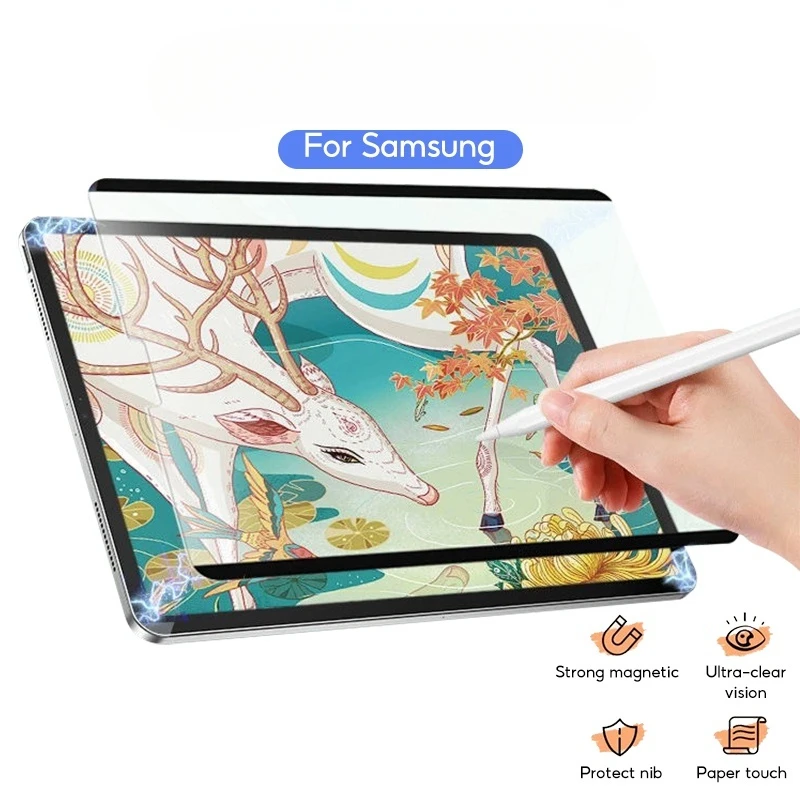 

Magnetic Film for Samsung Tab S9+ 5G 2023 S9Plus S6Lite 10.4IN A8 10.5 S7 S8 Screen Protector For S7FE S7Plus S8Plus