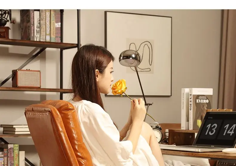 Luxurious Leather Comfortable Computer Chair, Bedroom Study Office Writing Chair, Student Sedentary Study Chair, Retro Furniture Luxurious Leather Comfortable Computer Chair, Bedroom Study Office Writing Chair, Student Sedentary Study Chair, Retro Furniture