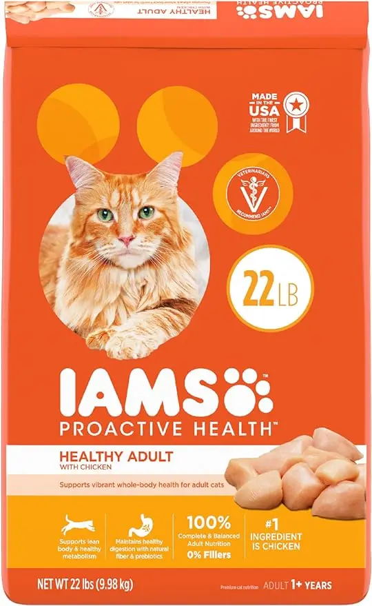 

Продукты IAMS для активного здоровья для взрослых, сухой корм для кошек с курицей, собачками для кошек, 22 фунта