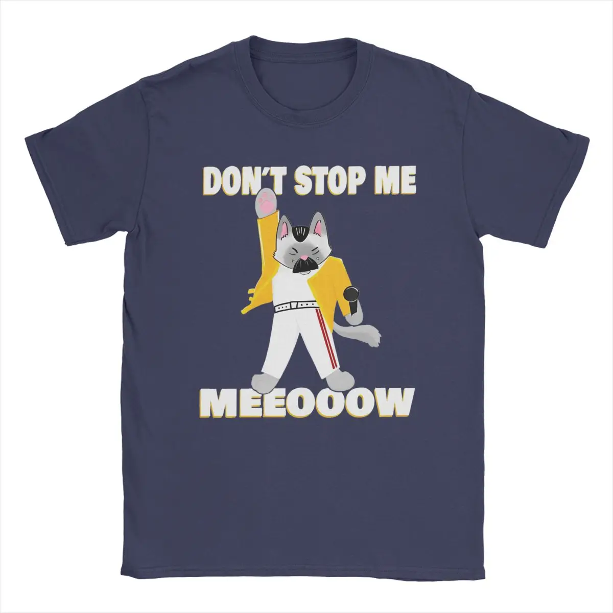 

Мужская футболка с надписью Don't Stop Meow, Поющая кошка, 100% хлопок, одежда, Забавные футболки с короткими рукавами и круглым вырезом, футболка с принтом