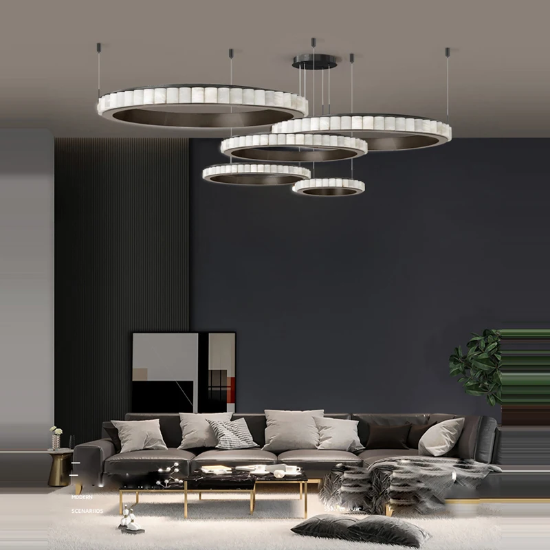 

Build Our Home LED Marble Collection Black Gold Silver Chandelier Lighting Lustre Suspension Luminaire Lampen For Living Room
