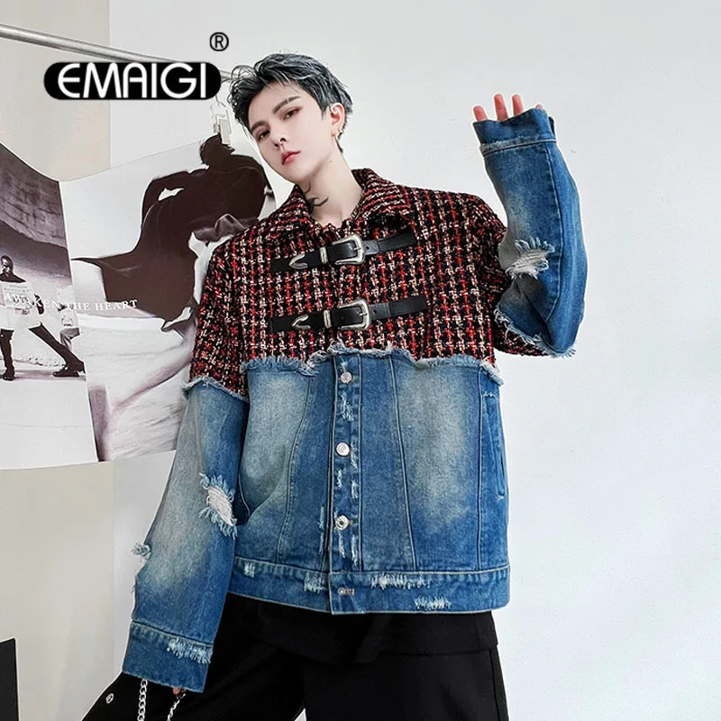 Men Plaid Wool Denim Patchwork Streetwear Fashion Loose Casual Vintage Fashion Jacket Male Women Hip Hop Coat Outerwear
Men Plaid Wool Denim Patchwork Streetwear Fashion Loose Casual Vintage Fashion Jacket Male Women Hip Hop Coat Outerwear