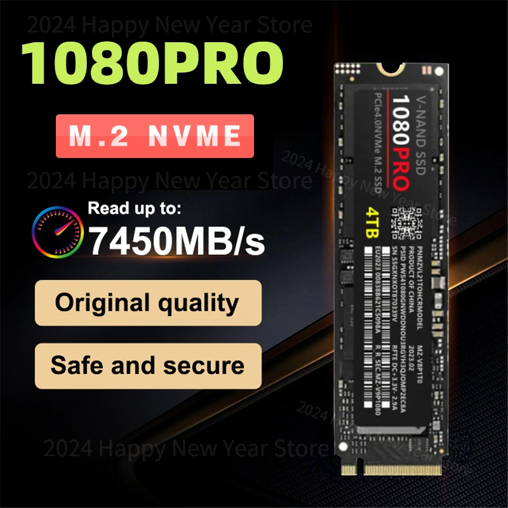 

1080 PRO PCIe 5.0 4TB NVMe 4.0 M.2 2280 1TB 2TB SSD Internal Solid State HDD Hard Drive For Laptop Desktop MLC PC Computer ps5